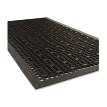 Dwellingdesigns Utility Mat- Rubber- Beveled Edges- Antimicrobial- 3ft.x5ft.- Black DW517112